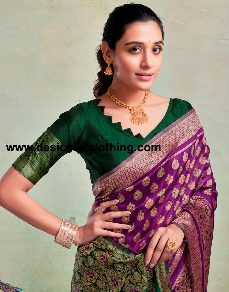 Purple Silk Woven Saree