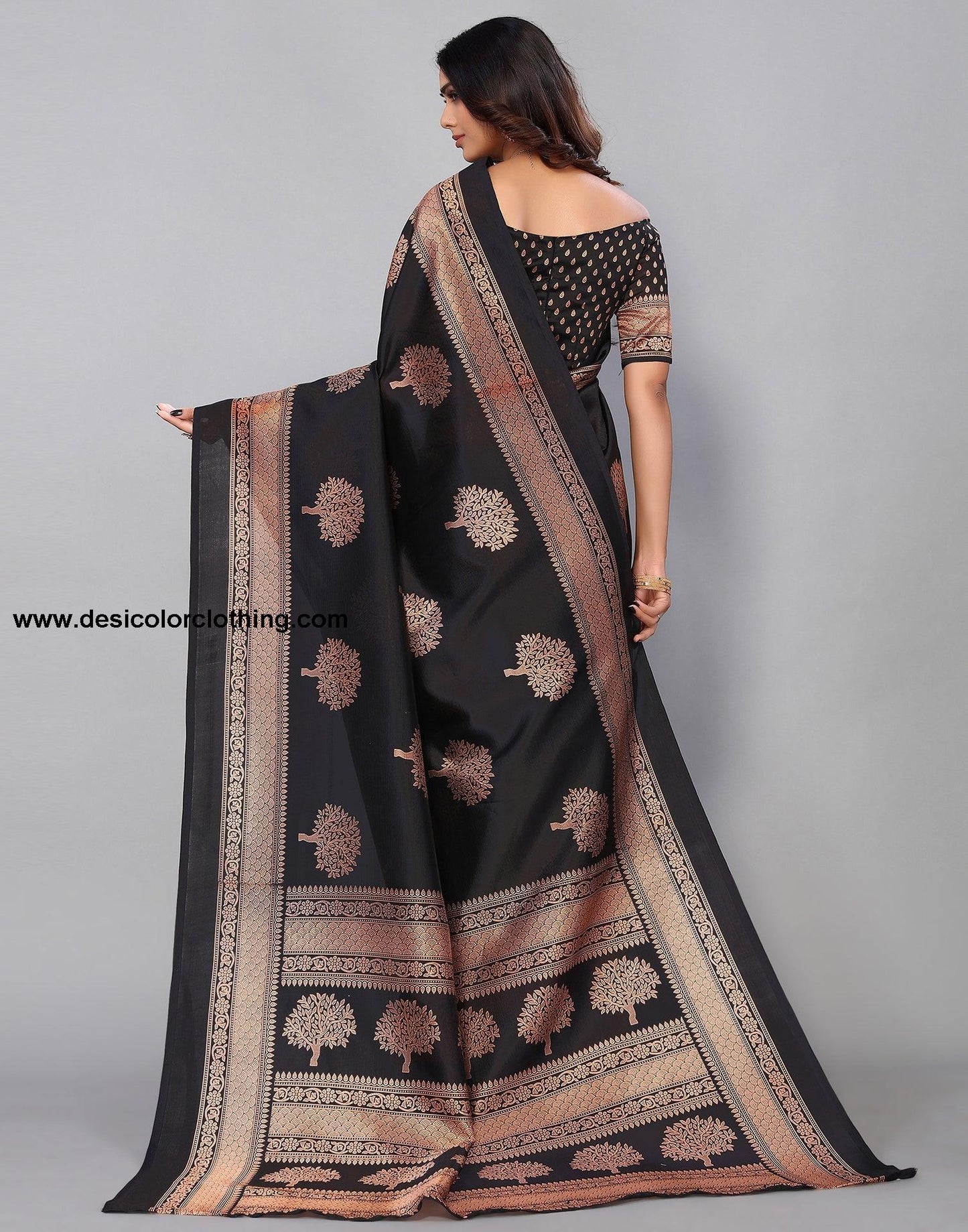 Black Silk Printed Saree