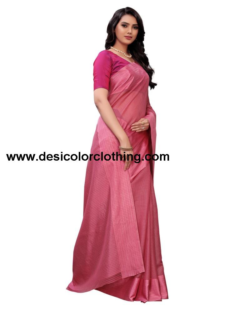 Watermelon Pink Coloured Poly Silk Self Design Partywear saree | SLV1529S106