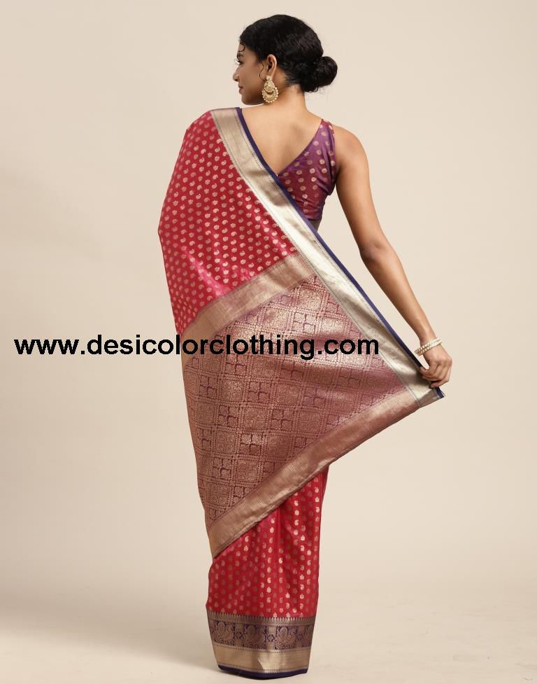 Dark Pink Silk Saree