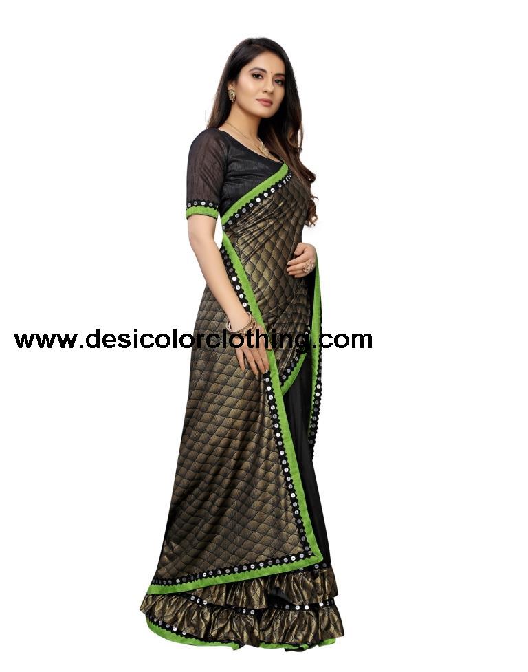 Black Coloured Lycra Blend Sequence Partywear saree | SLV1475S113