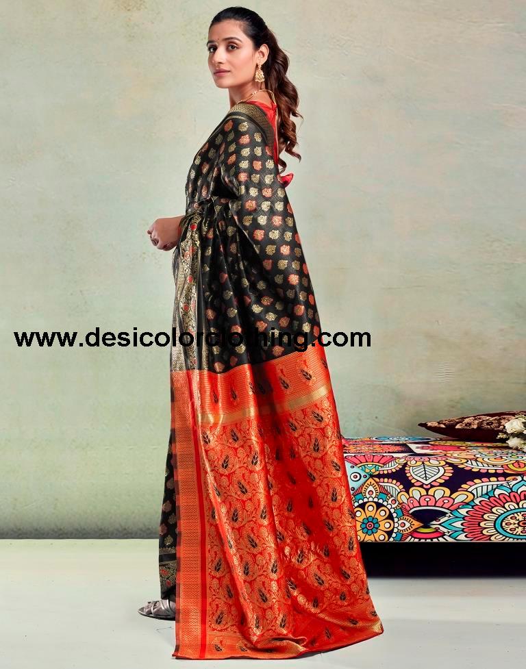 Black Silk Woven Saree