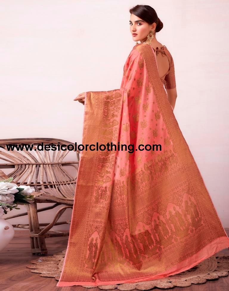 Dusty Pink Silk Plain Saree