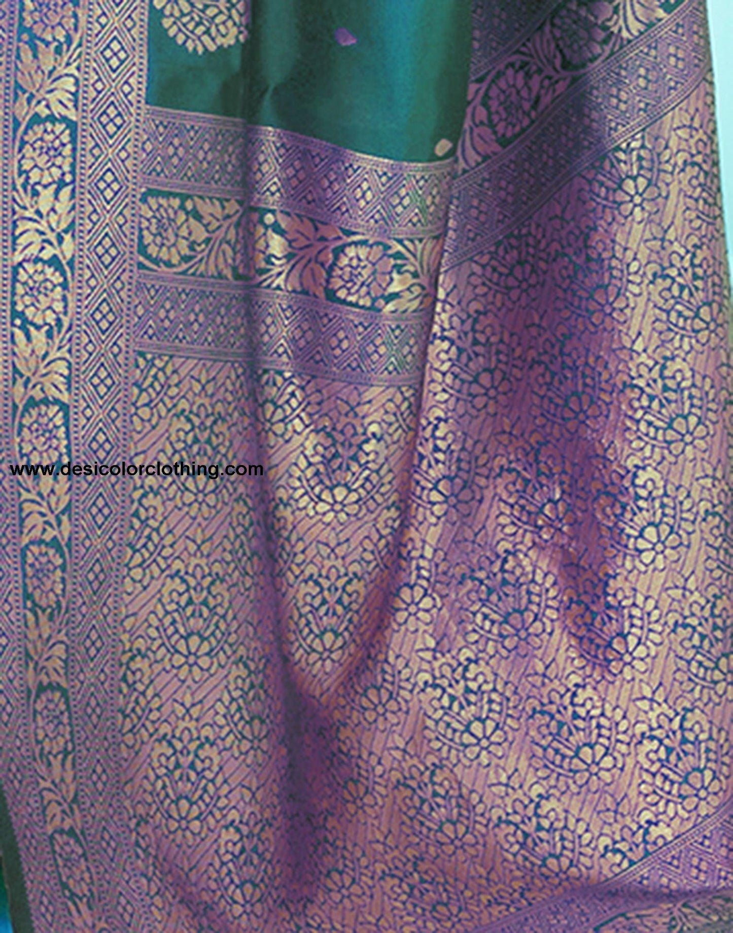 Rama Green Jacquard Silk Saree