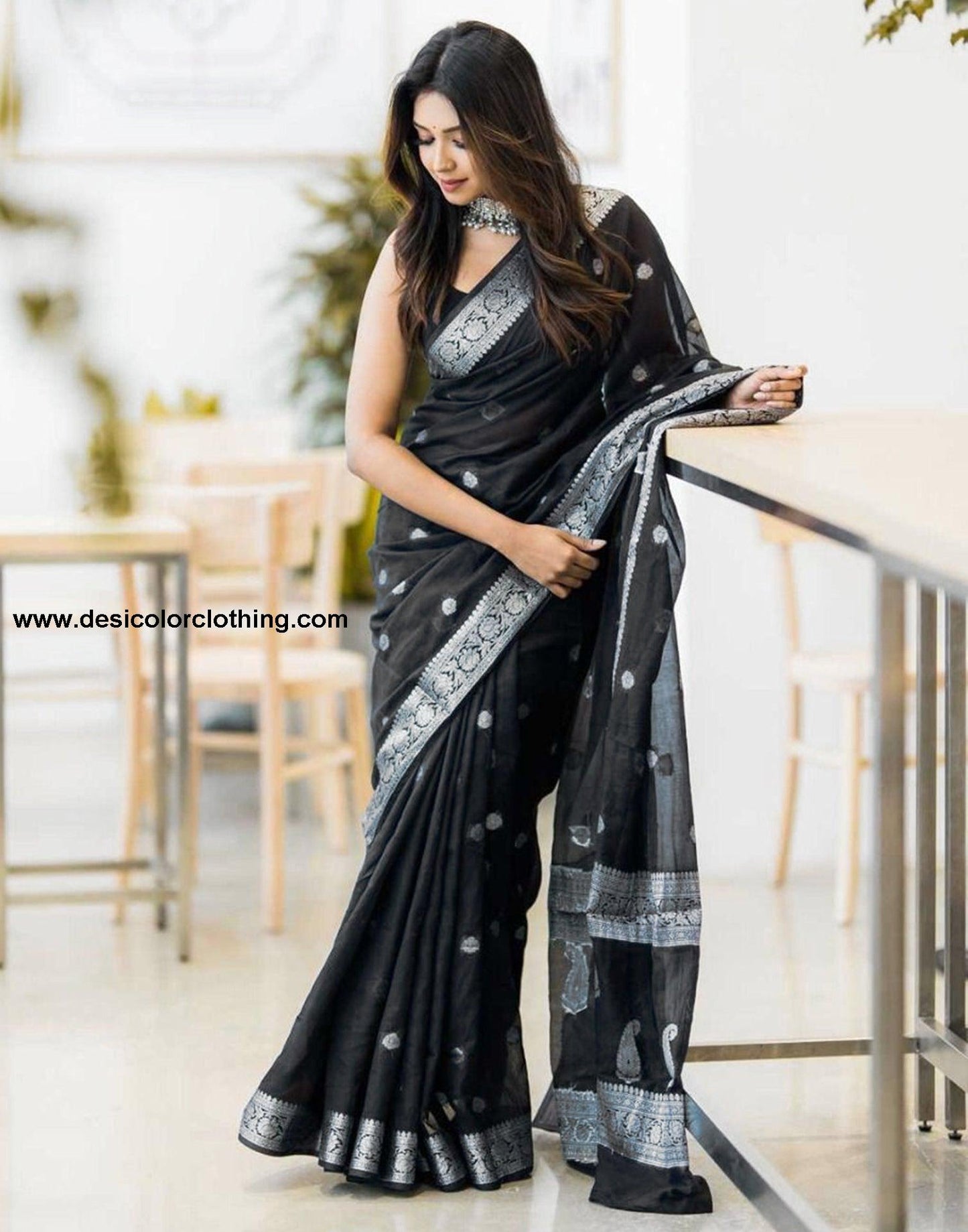 Black Silk Weaving Saree
