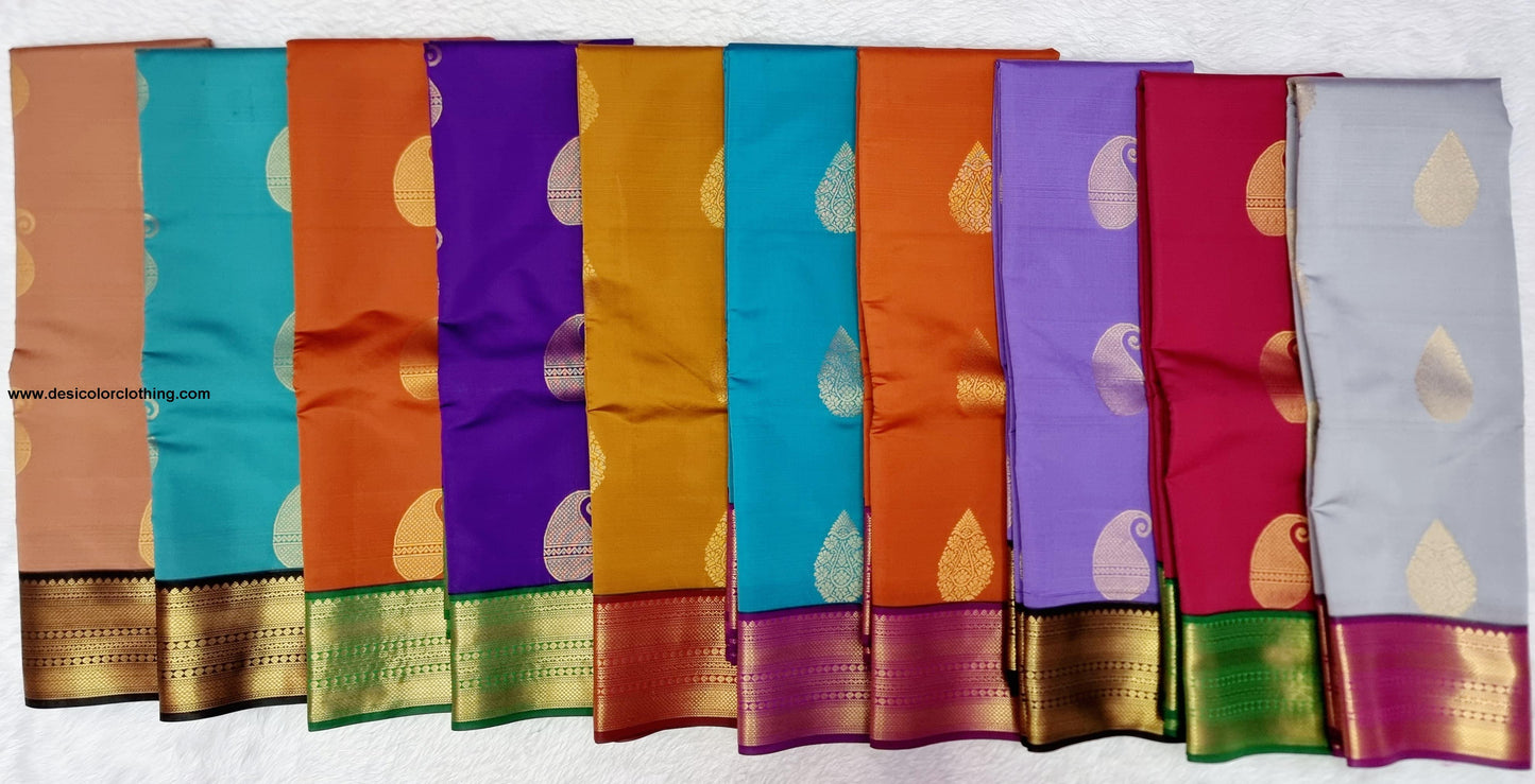 Kanchipuram Korvai Pattern Fancy Buttas Blended Silk Saree