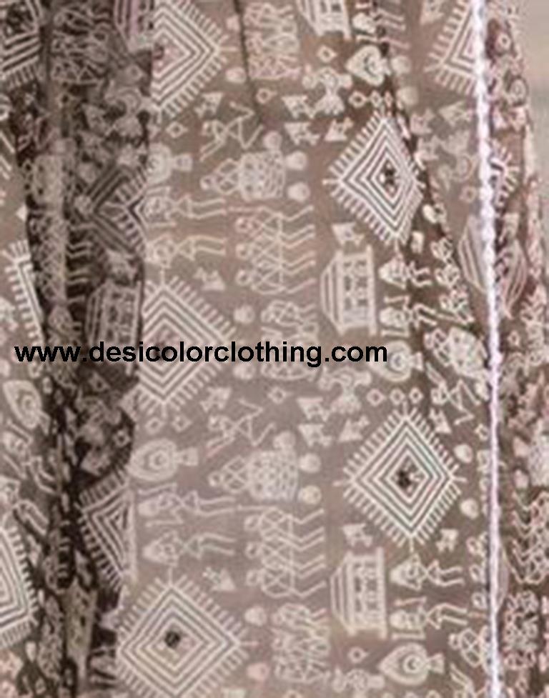 Brown Georgette Printed Saree