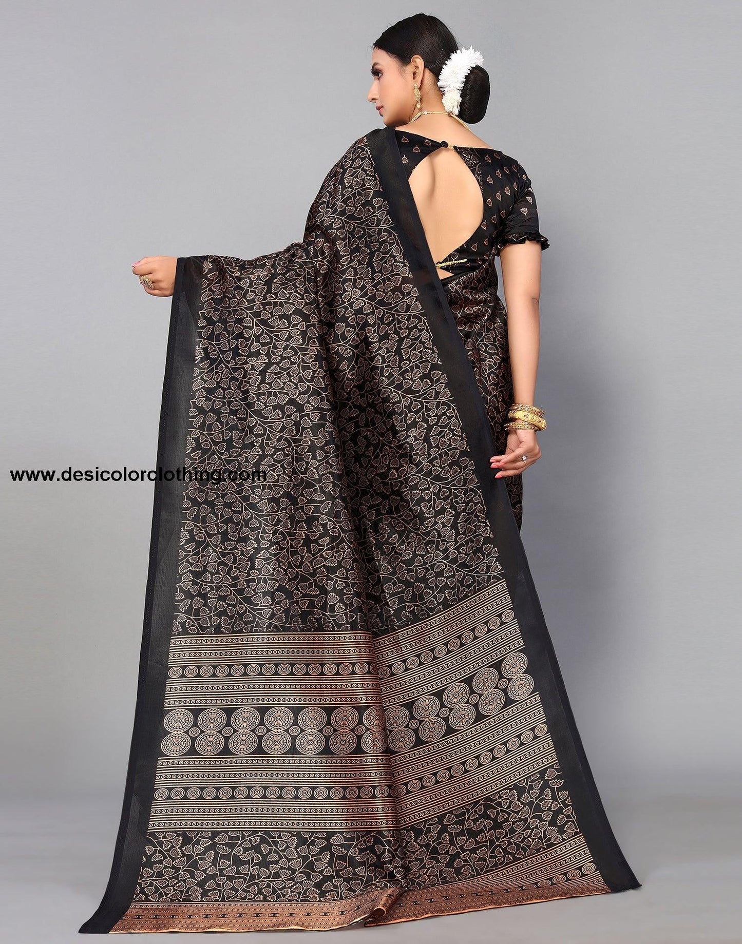 Black Silk Printed Saree