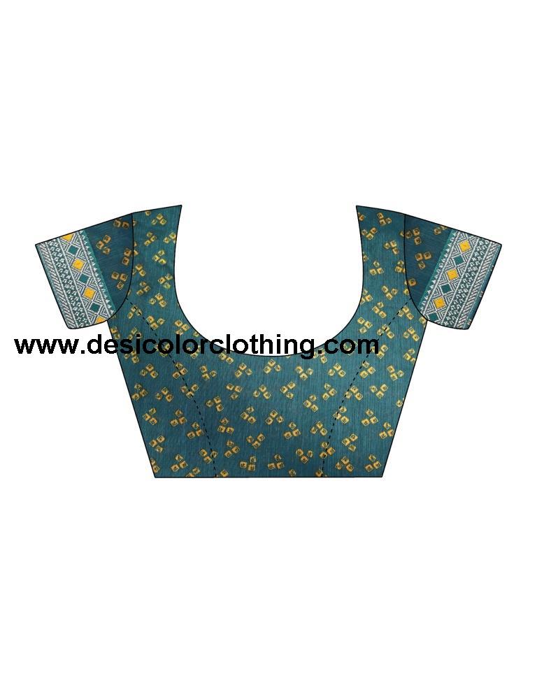 Turquoise Chiffon Bandhani Saree