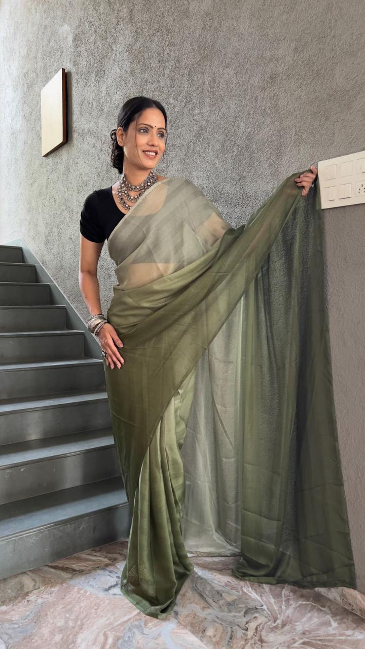 Product Image - Elegant 1 Min Ready to Wear Designer Saree | Georgette Fabric | Festive & Wedding Wear