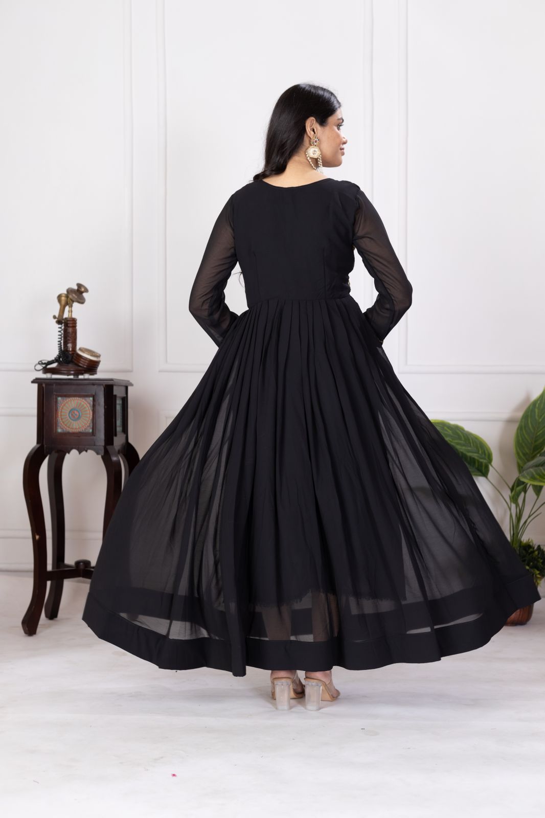 Product Image - Elegant Black Designer Gown - Sindoor