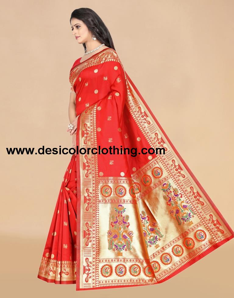 Red Paithani Silk Saree