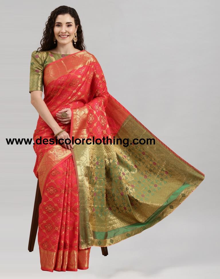 Red Coloured Poly Silk Banarasi Jacquard Saree | SLV2194S1175