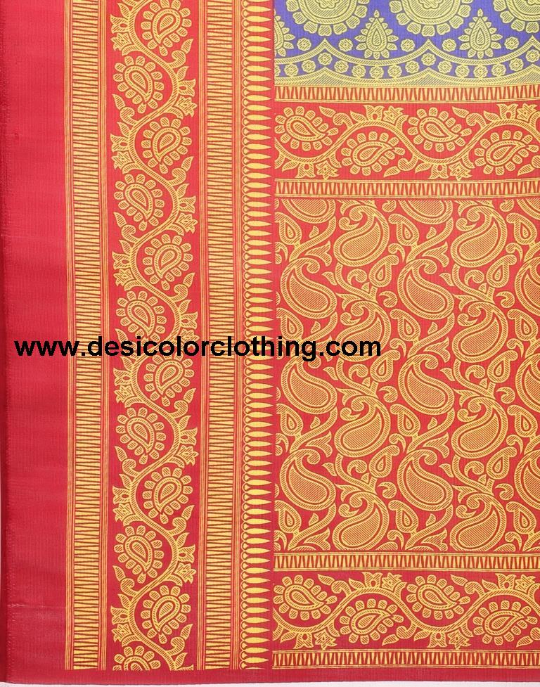 Blue Coloured Poly Silk Printed Partywear saree
