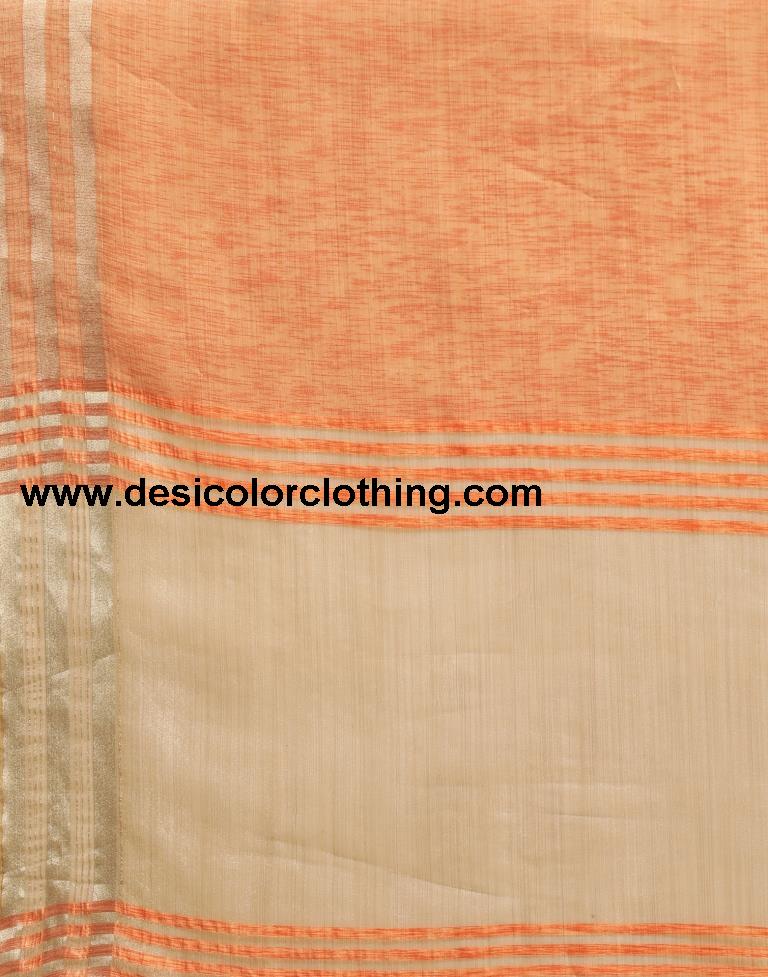 Orange And Golden Silk Saree