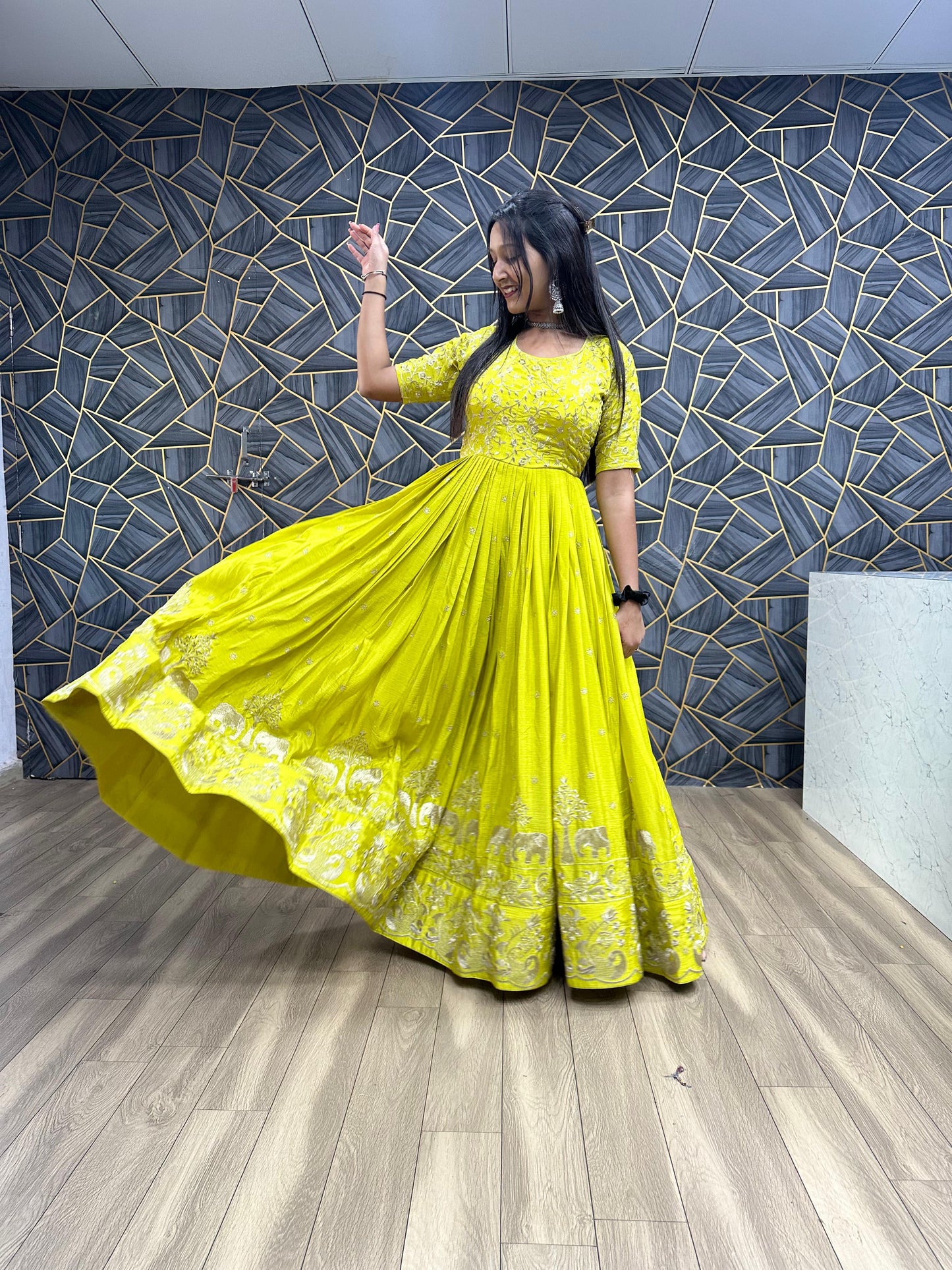 Product Image - Tapi Creation New Festival Gown - Chinon Embroidery Thread Work
