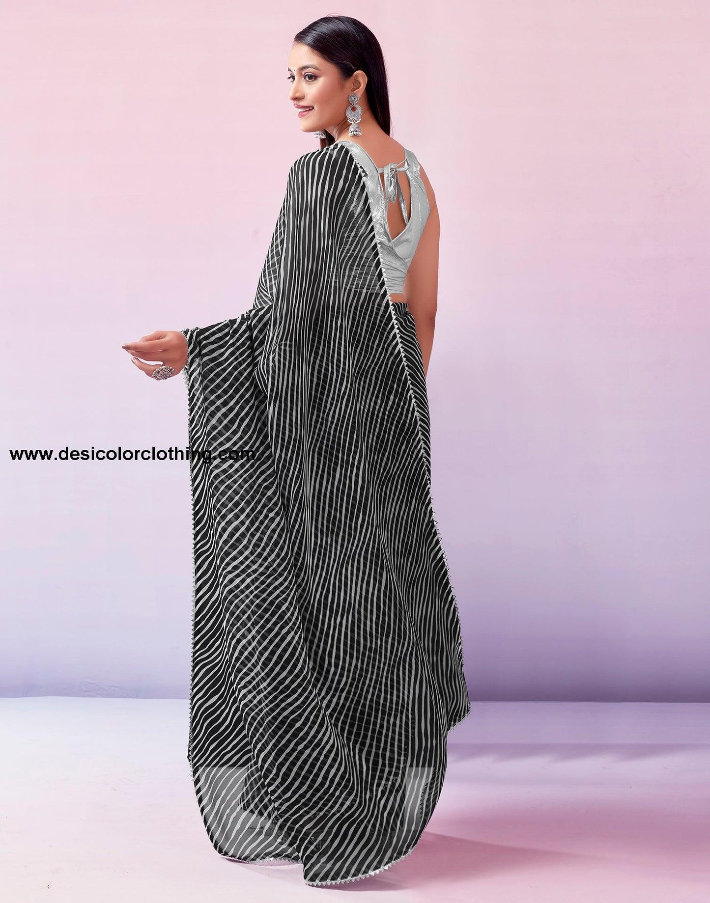 Black Georgette Printed Saree