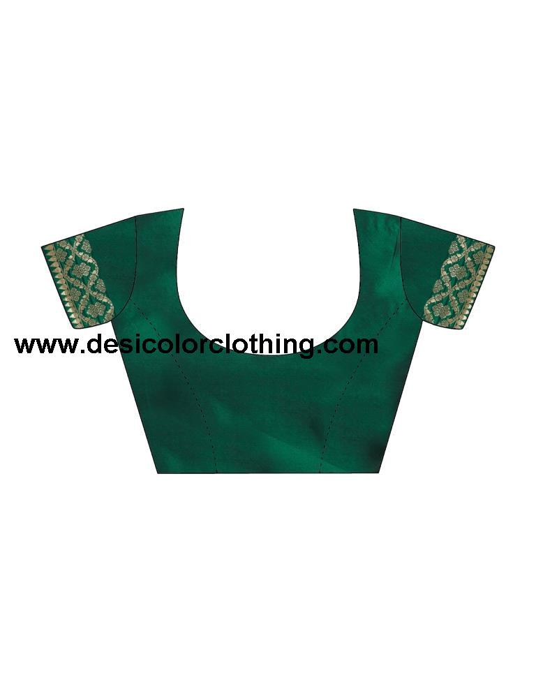 Dark Green Silk Woven Saree