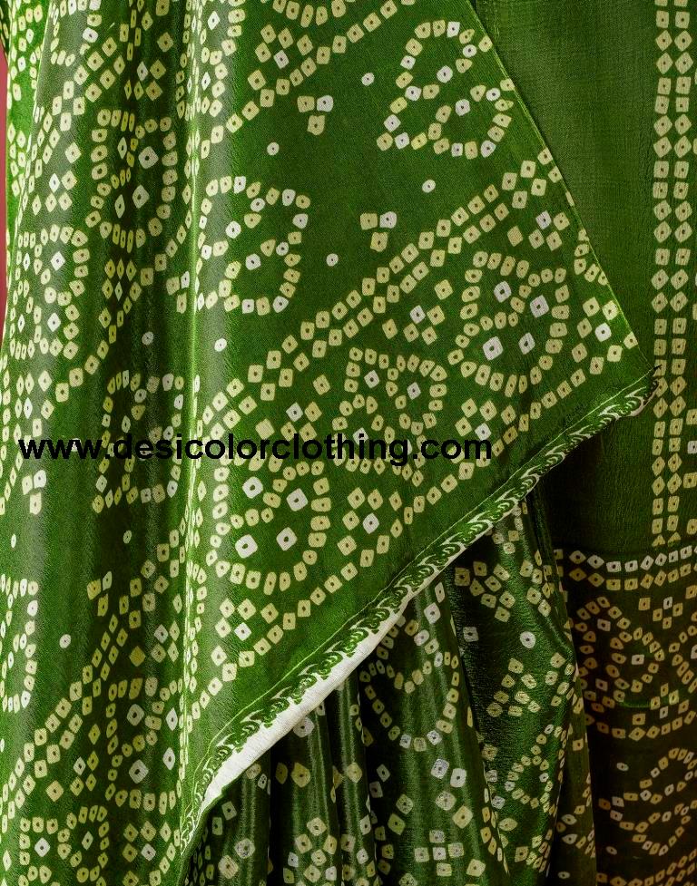 Green Silk Bandhani Saree