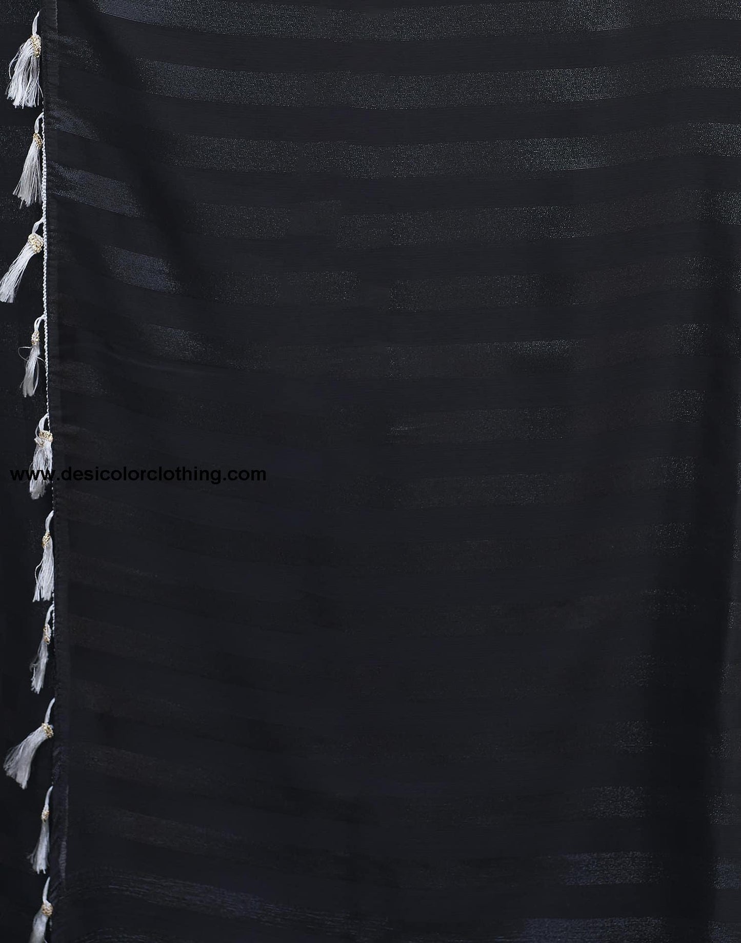 Black Chiffon Zari Plain Saree