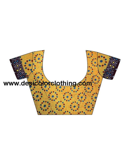 Yellow Chiffon Bandhani Saree