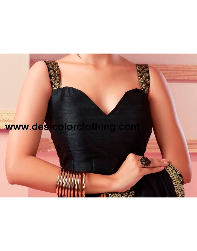 Black Silk Embroidery Saree