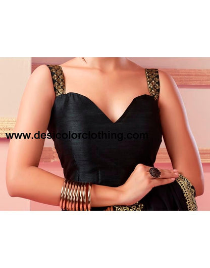 Black Silk Embroidery Saree