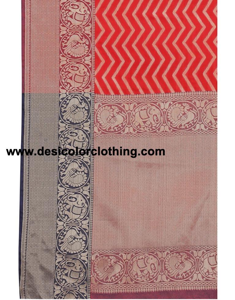 Red Coloured Poly Silk Jacquard Partywear saree