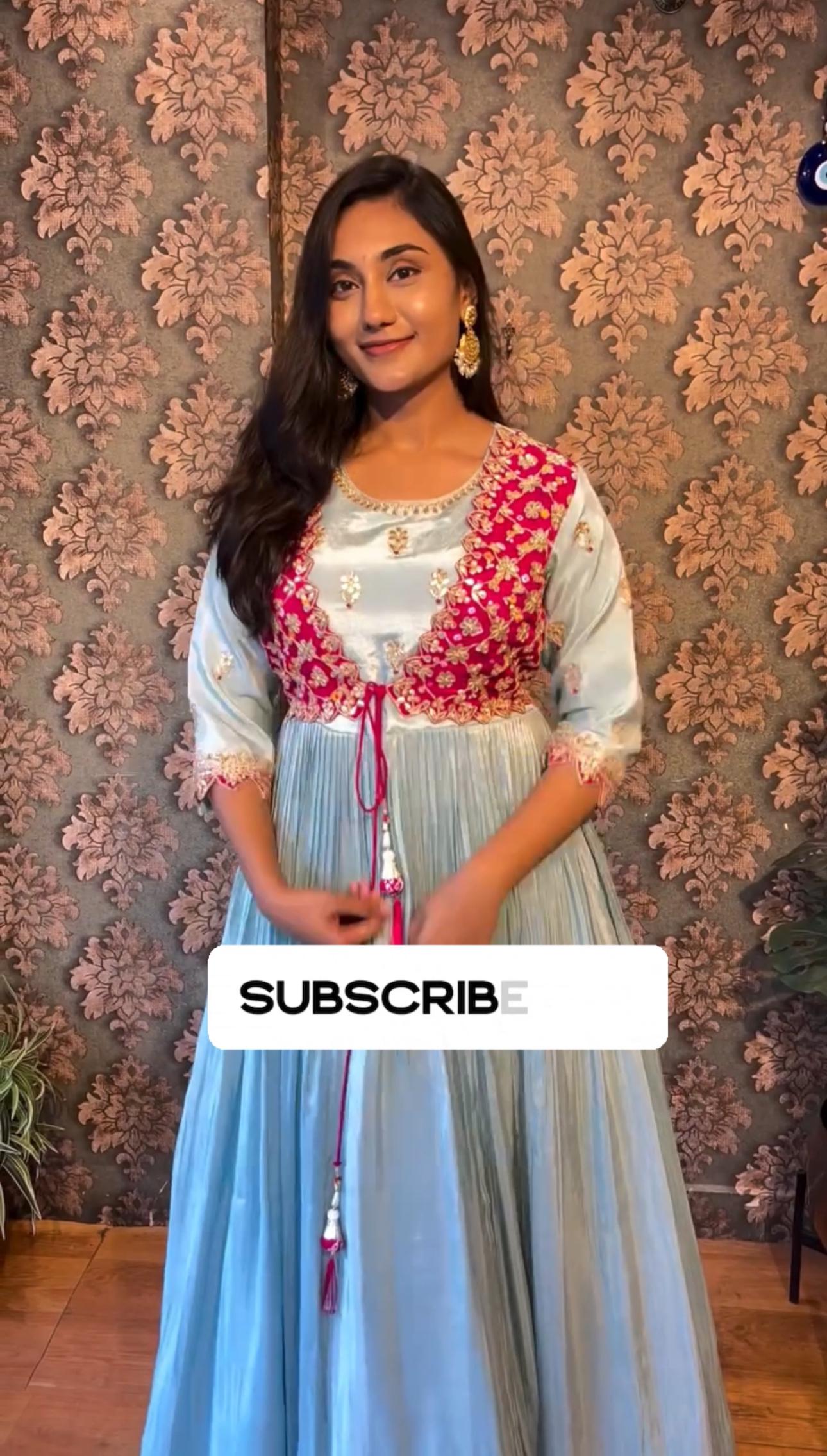 Product Image - Designer Bandhej Gown with Attached Shrug - Perfect Wedding & Festive Attire