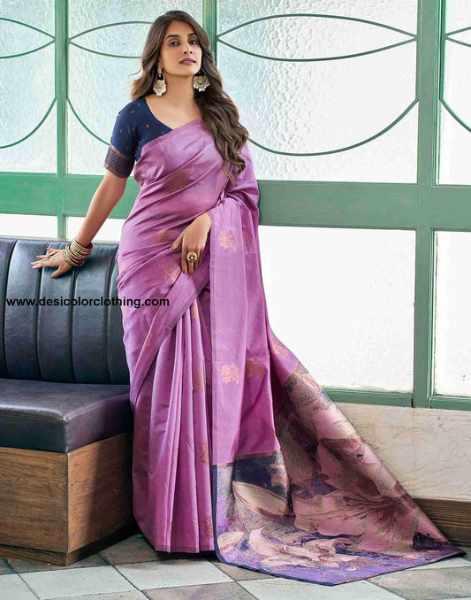 Blue Silk Woven Saree