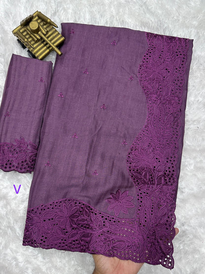 Product Image - Elegant Visca Slub Silk Designer Saree
