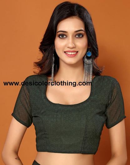 Dark Green Georgette Printed Saree