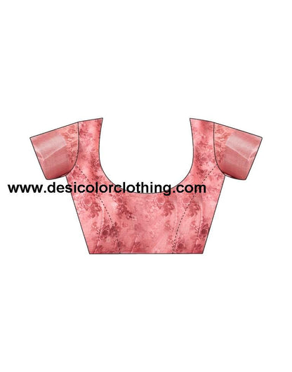 Rose Pink Linen Printed Sarees