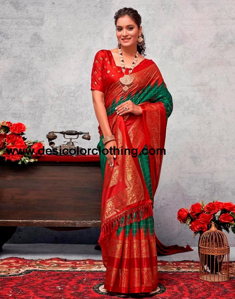 Red Silk Printed Saree