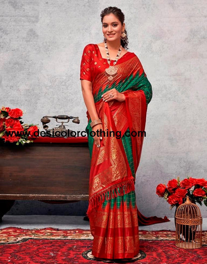 Red Silk Printed Saree