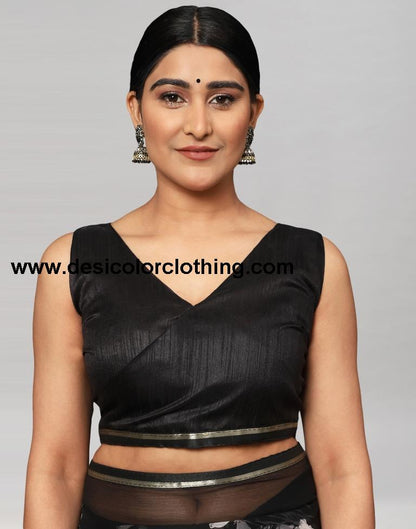 Black Printed Chiffon Saree