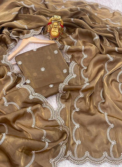Product Image - KK Creation Designer Party Wear Saree | Georgette Fabric, Embroidery Work