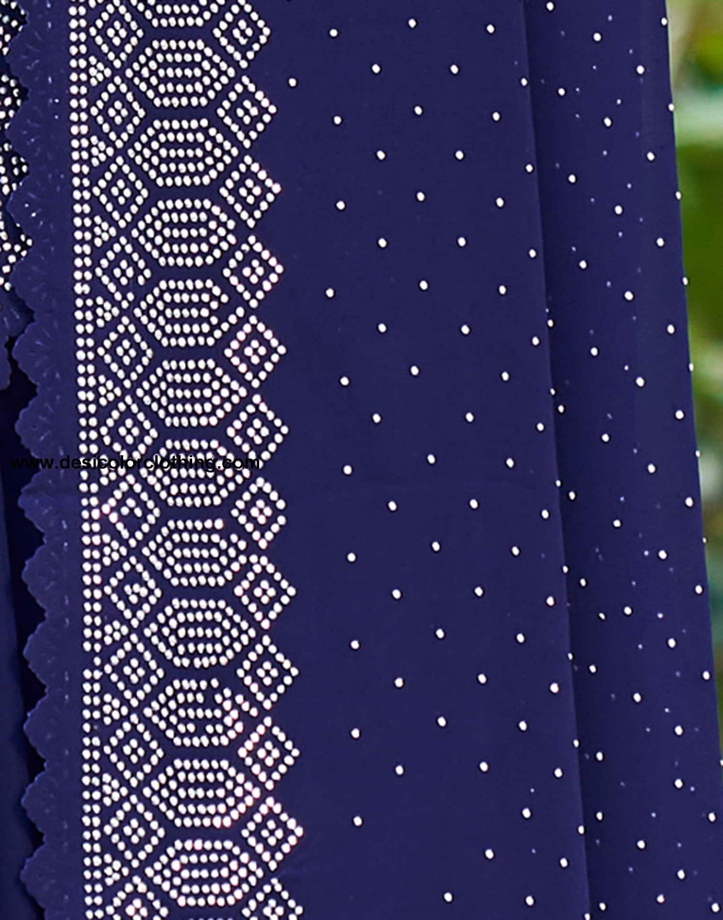 Blue Swarovski Georgette Stone Work Saree
