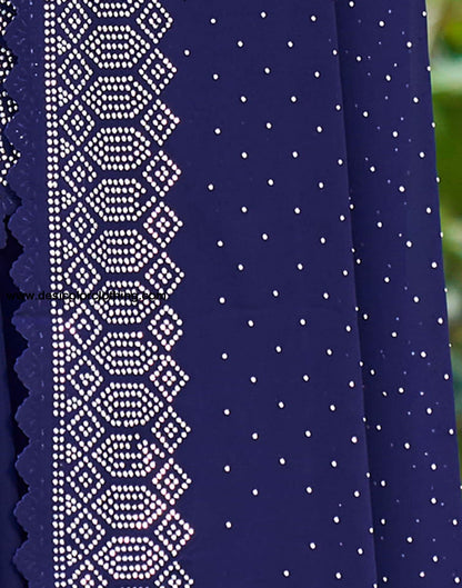 Blue Swarovski Georgette Stone Work Saree