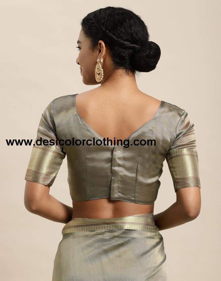 Steel Grey Organza Saree