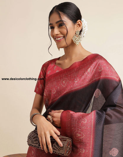 Black Silk Printed Saree
