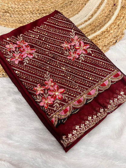Product Image - Elegant Designer Georgette Saree for Festive Occasions