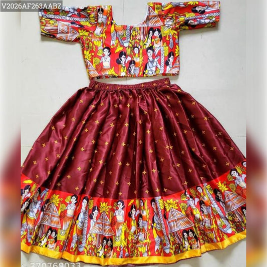 Product Image - Designer Kids Lehenga with Twill Silk Fabric & Beautiful Prints