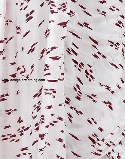 White Printed Chiffon Saree