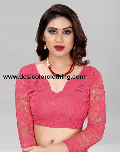 Rose Pink Coloured Russel Net Partywear saree