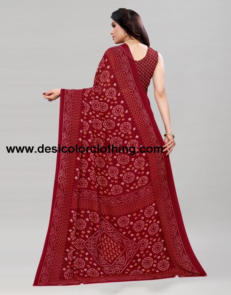 Vintage Maroon Printed Saree | 2041S573