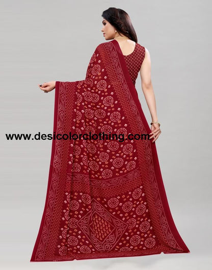 Vintage Maroon Printed Saree | 2041S573