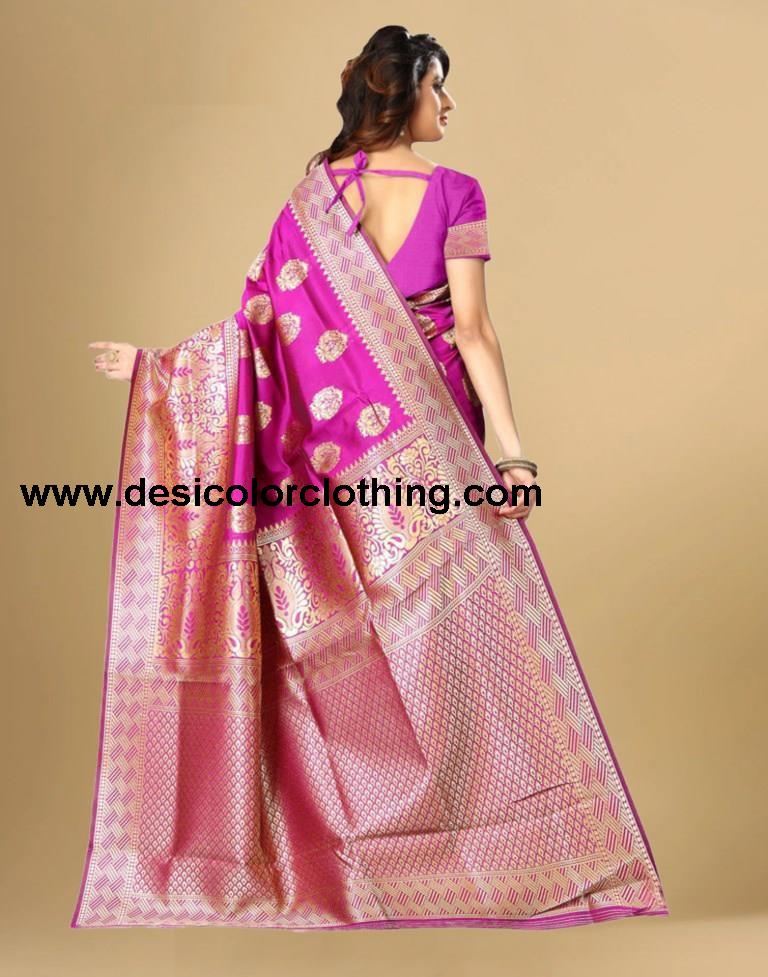 Pink Jacquard Banarasi Silk Saree