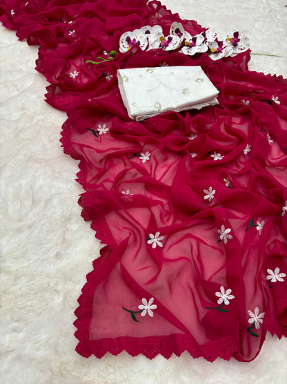 Product Image - Magic Georgette Designer Saree with Thread Work - Festive & Wedding Wear