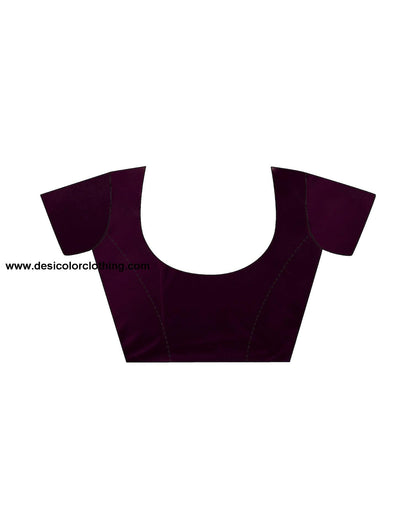 Dark Purple Georgette Plain Saree